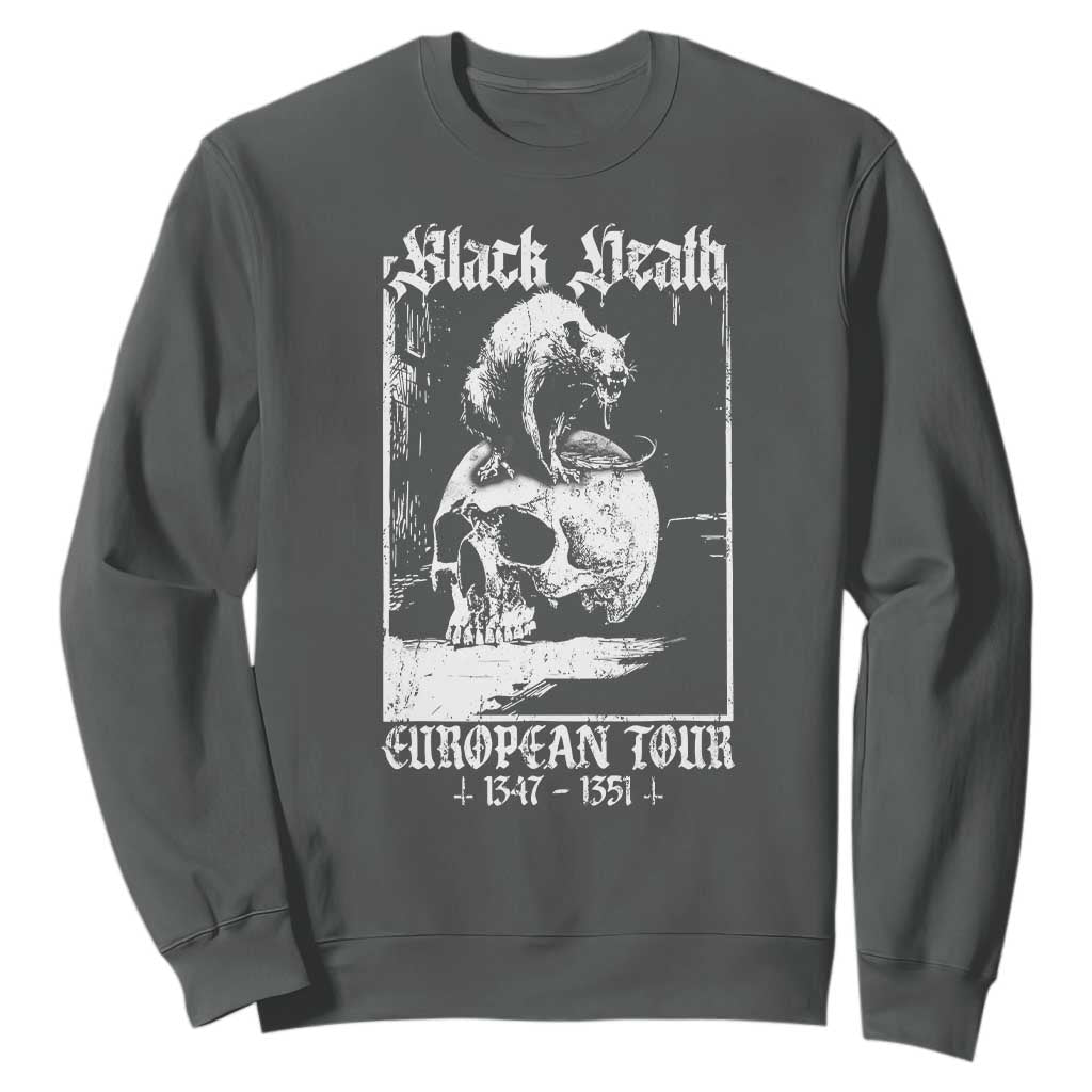 Black Death European Tour Sweatshirt Plague Rat Medieval History Skull Gothic TS11 Dark Heather Print Your Wear