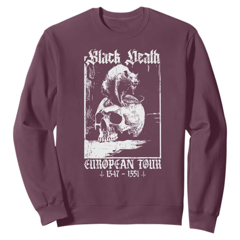 Black Death European Tour Sweatshirt Plague Rat Medieval History Skull Gothic TS11 Maroon Print Your Wear