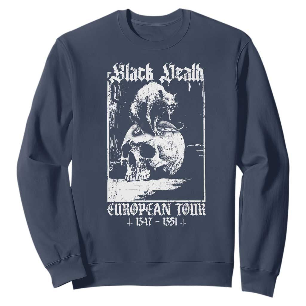 Black Death European Tour Sweatshirt Plague Rat Medieval History Skull Gothic TS11 Navy Print Your Wear