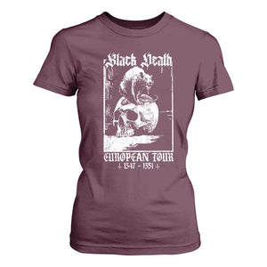 Black Death European Tour T Shirt For Women Plague Rat Medieval History Skull Gothic TS11 Maroon Print Your Wear