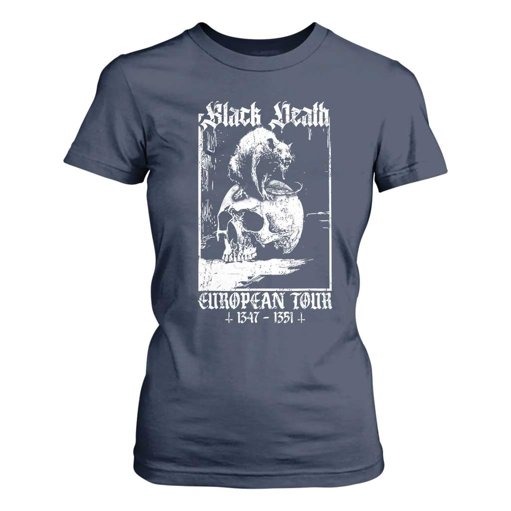 Black Death European Tour T Shirt For Women Plague Rat Medieval History Skull Gothic TS11 Navy Print Your Wear