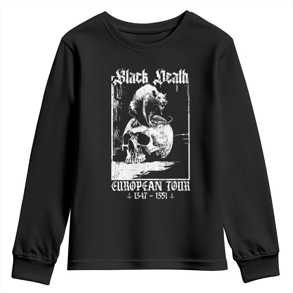 Black Death European Tour Youth Sweatshirt Plague Rat Medieval History Skull Gothic TS11 Black Print Your Wear