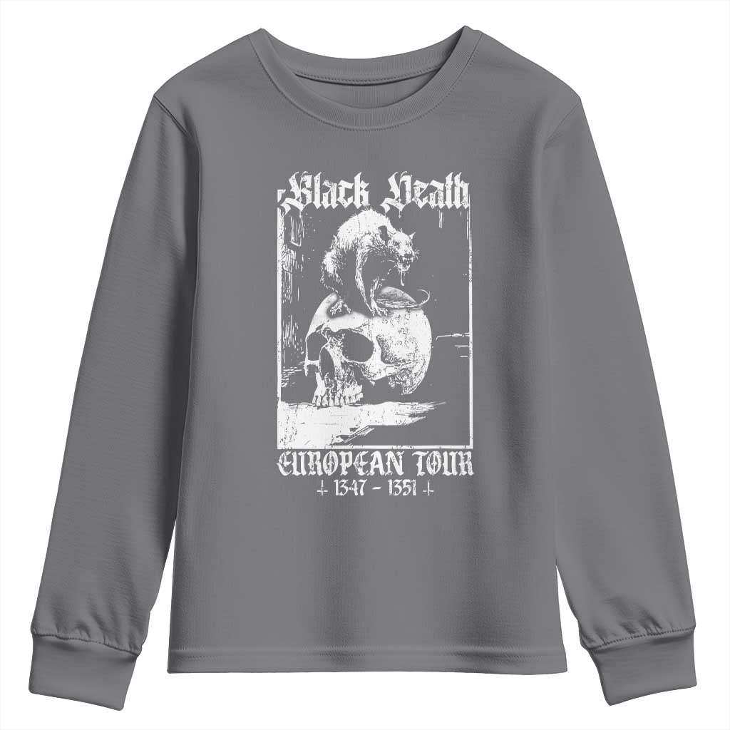 Black Death European Tour Youth Sweatshirt Plague Rat Medieval History Skull Gothic TS11 Charcoal Print Your Wear