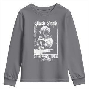 Black Death European Tour Youth Sweatshirt Plague Rat Medieval History Skull Gothic TS11 Charcoal Print Your Wear