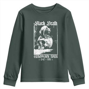 Black Death European Tour Youth Sweatshirt Plague Rat Medieval History Skull Gothic TS11 Dark Forest Green Print Your Wear