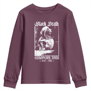 Black Death European Tour Youth Sweatshirt Plague Rat Medieval History Skull Gothic TS11 Maroon Print Your Wear