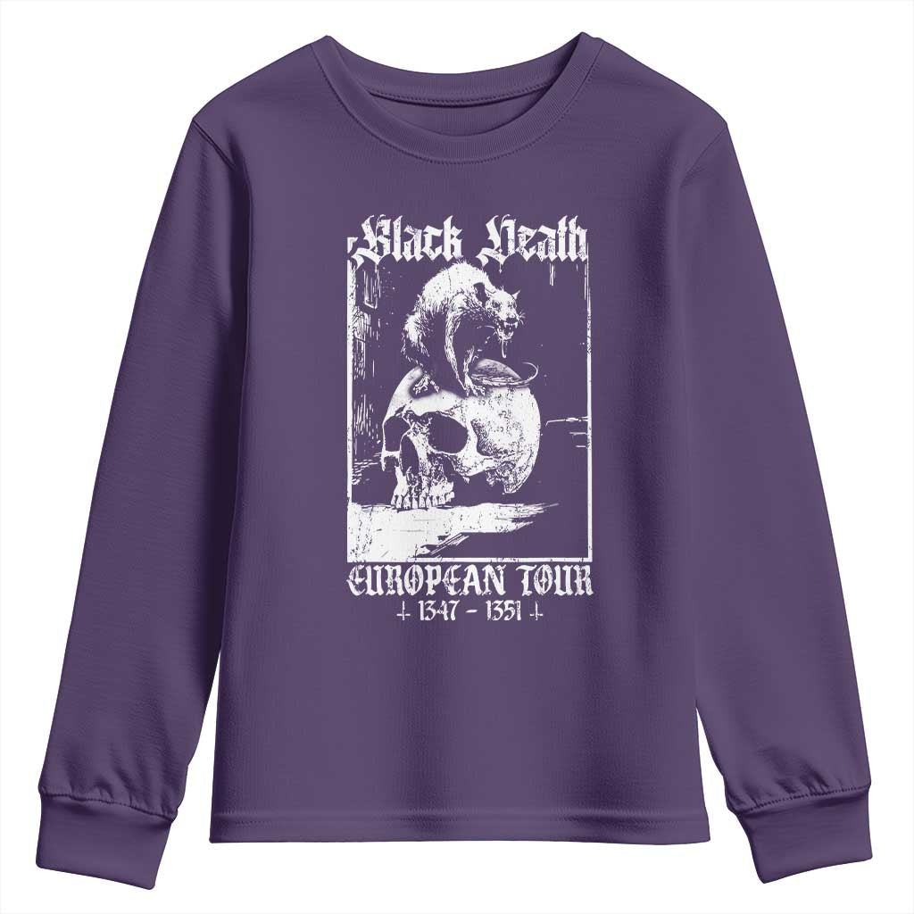Black Death European Tour Youth Sweatshirt Plague Rat Medieval History Skull Gothic TS11 Purple Print Your Wear