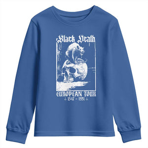 Black Death European Tour Youth Sweatshirt Plague Rat Medieval History Skull Gothic TS11 Royal Blue Print Your Wear