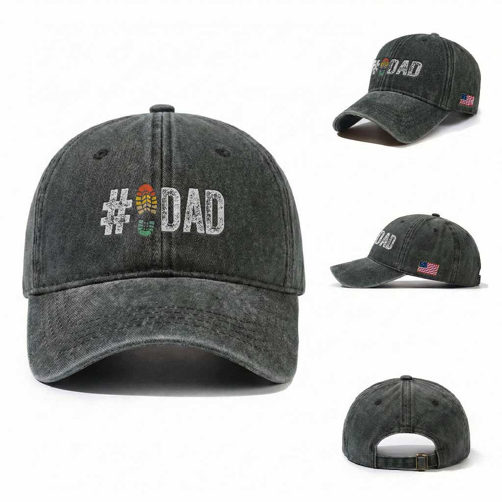 Funny Number Stepdad Bonus Dad Father's Day Washed Cotton Baseball Cap TS11 Washed Cap Universal Fit Dark Green Print Your Wear