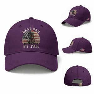 Funny Disc Golf Dad Best Dad By Par Baseball Cap Vintage American Flag Fathers Day TS11 Baseball Cap Universal Fit Purple Print Your Wear