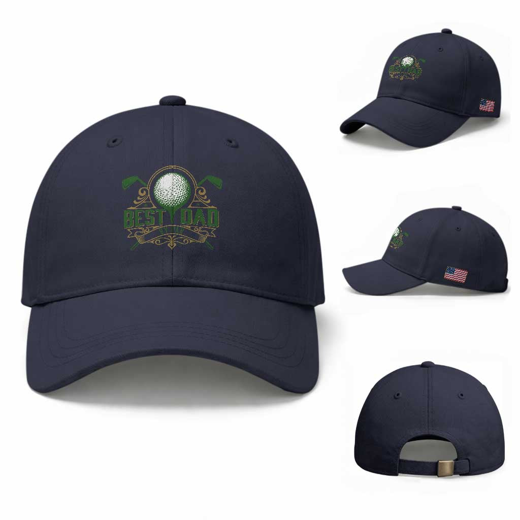 Funny Golfing Dad Baseball Cap Best Dad By Par Fathers Day TS11 Baseball Cap Universal Fit Navy Print Your Wear