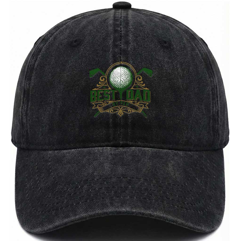 Funny Golfing Dad Washed Cotton Baseball Cap Best Dad By Par Fathers Day TS11 Print Your Wear