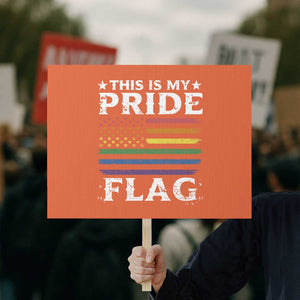 Funny LGBTQ This Is My Pride Flag Protest Sign Rainbow American Flag TS11 Horizontal 18" × 24" Orange Print Your Wear