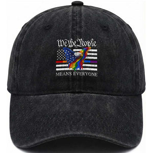 We The People Means Everyone US Constitution LGBT Pride Washed Cotton Baseball Cap Rainbow Bald Eagle TS11 Print Your Wear