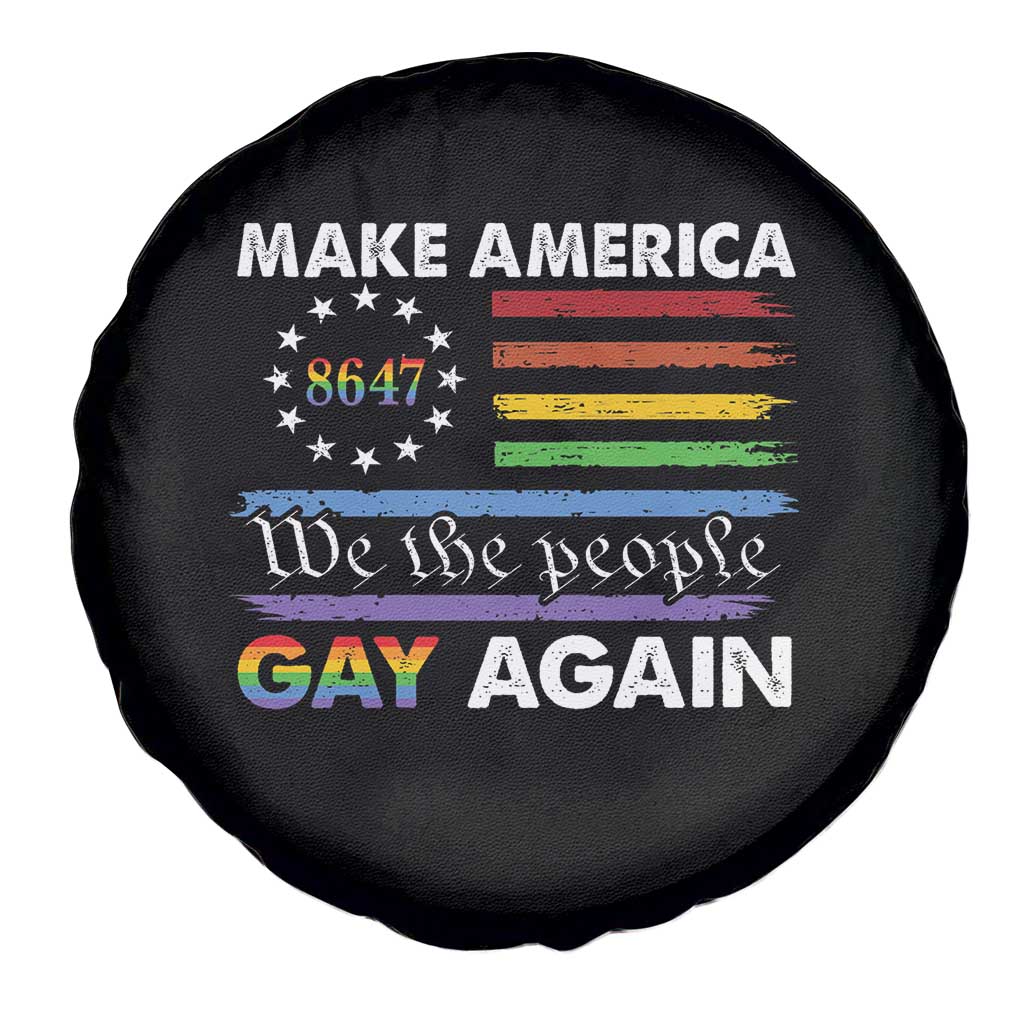 Funny Make America Gay Again 8647 Spare Tire Cover Rainbow Betsy Ross Flag TS11 Print Your Wear