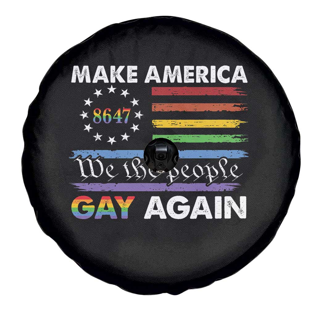 Funny Make America Gay Again 8647 Spare Tire Cover Rainbow Betsy Ross Flag TS11 Print Your Wear