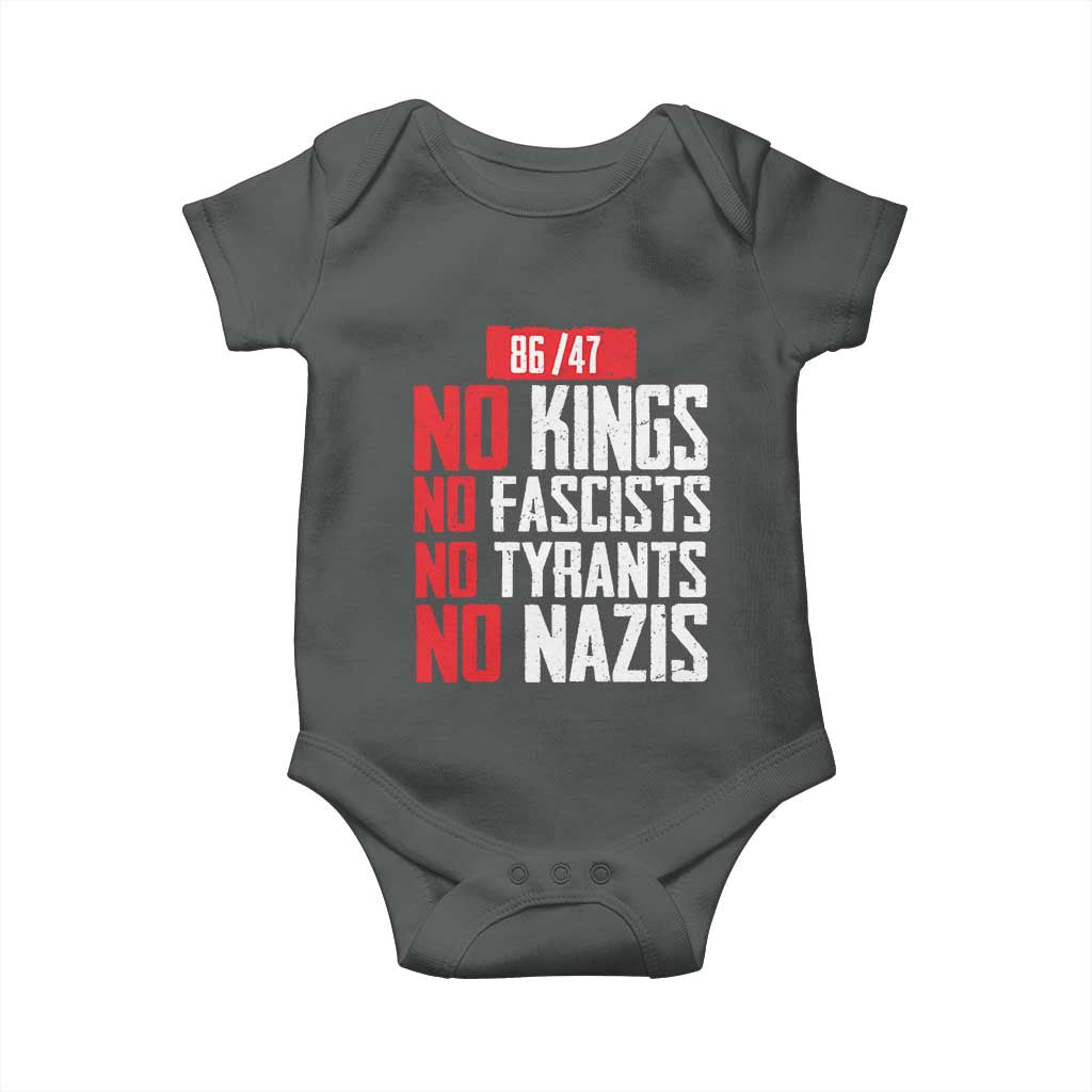 No Kings No Fascists No Tyrants No Nazis 8647 Baby Onesie TS11 Dark Heather Print Your Wear