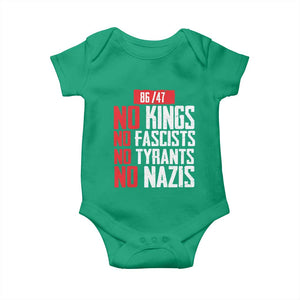 No Kings No Fascists No Tyrants No Nazis 8647 Baby Onesie TS11 Irish Green Print Your Wear