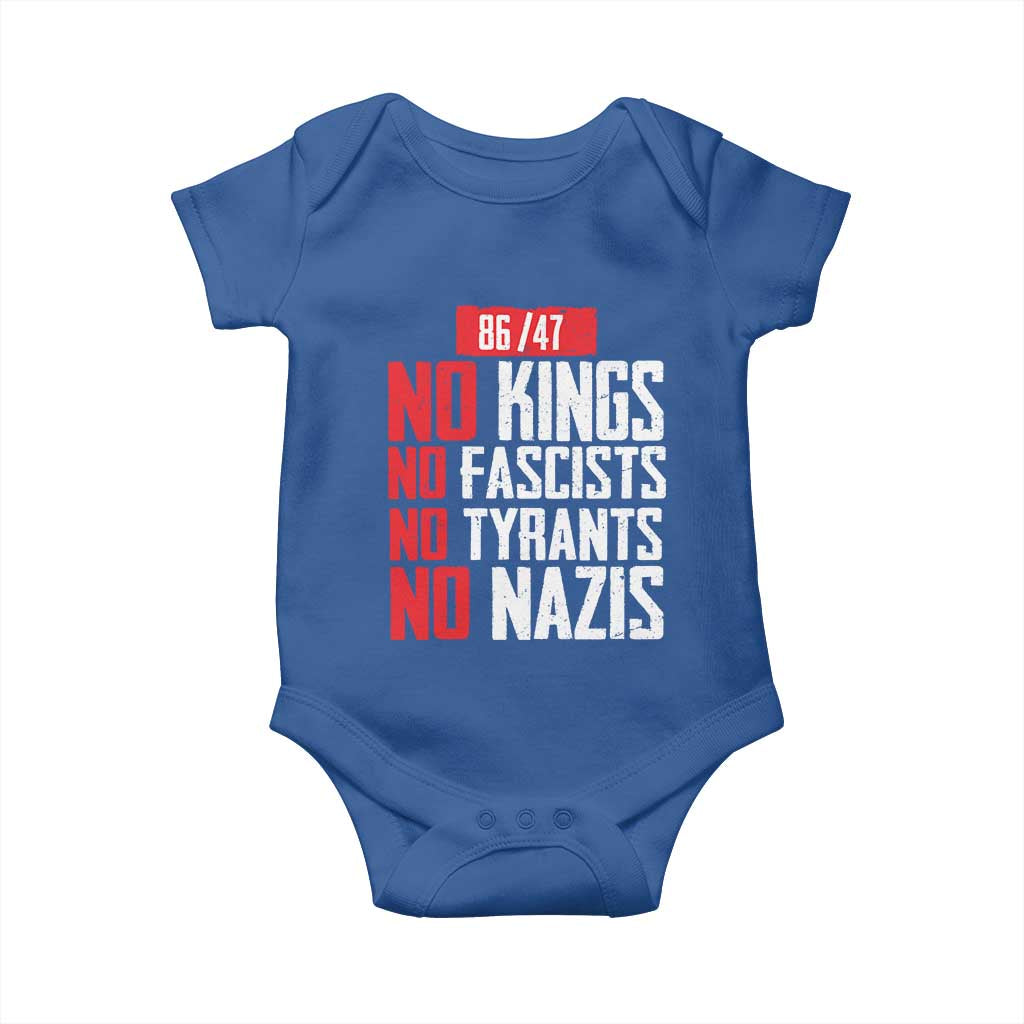 No Kings No Fascists No Tyrants No Nazis 8647 Baby Onesie TS11 Royal Blue Print Your Wear