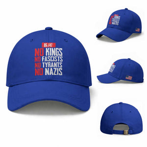 No Kings No Fascists No Tyrants No Nazis 8647 Baseball Cap TS11 Baseball Cap Universal Fit Royal Blue Print Your Wear