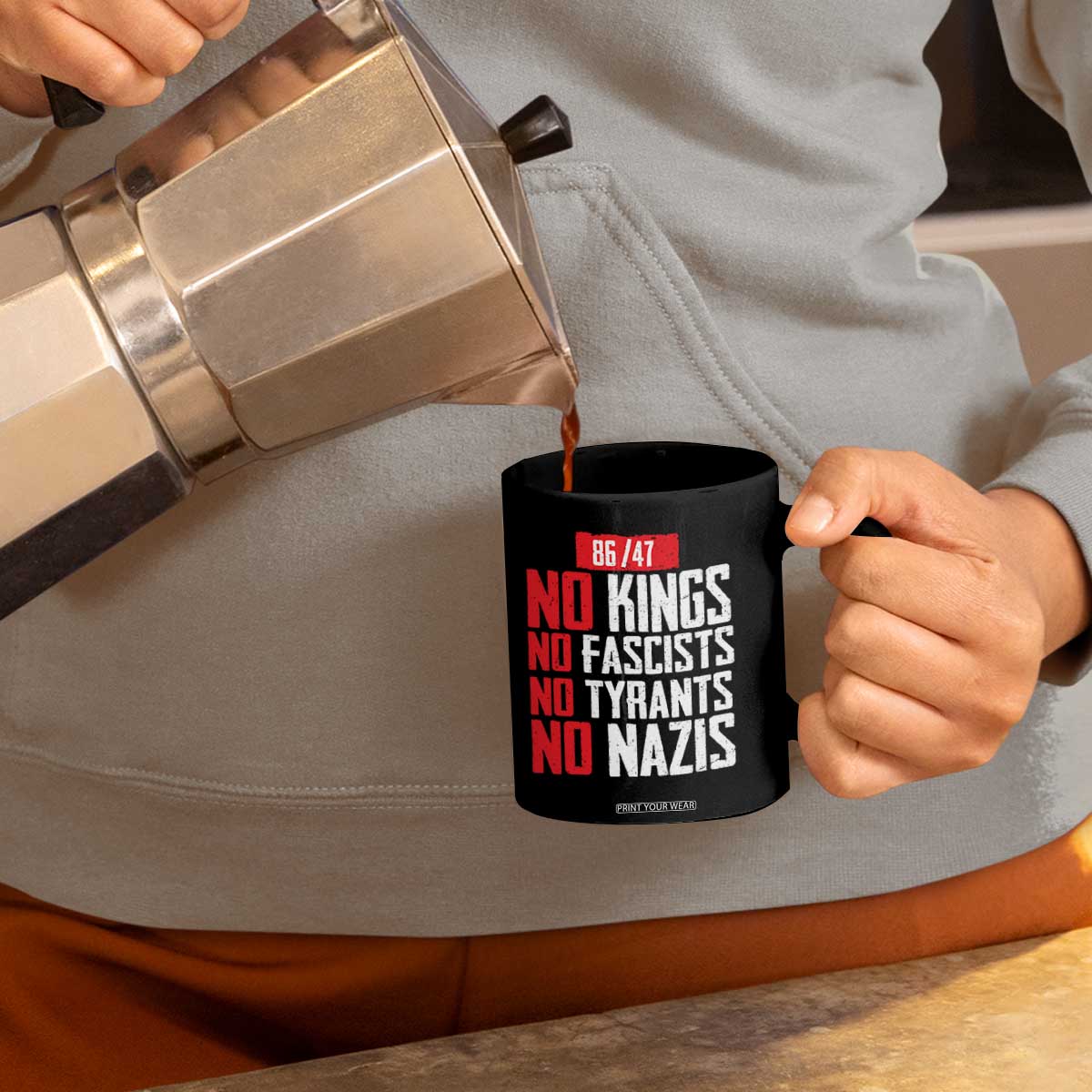 No Kings No Fascists No Tyrants No Nazis 8647 Coffee Mug TS11 Print Your Wear