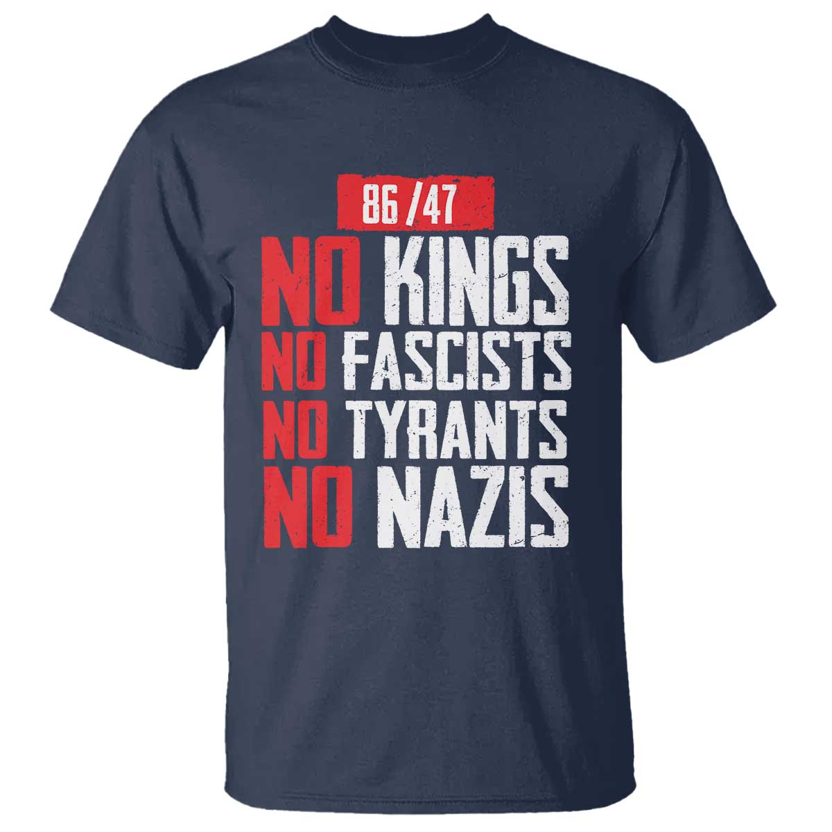 No Kings No Fascists No Tyrants No Nazis 8647 T Shirt TS11 Navy Print Your Wear