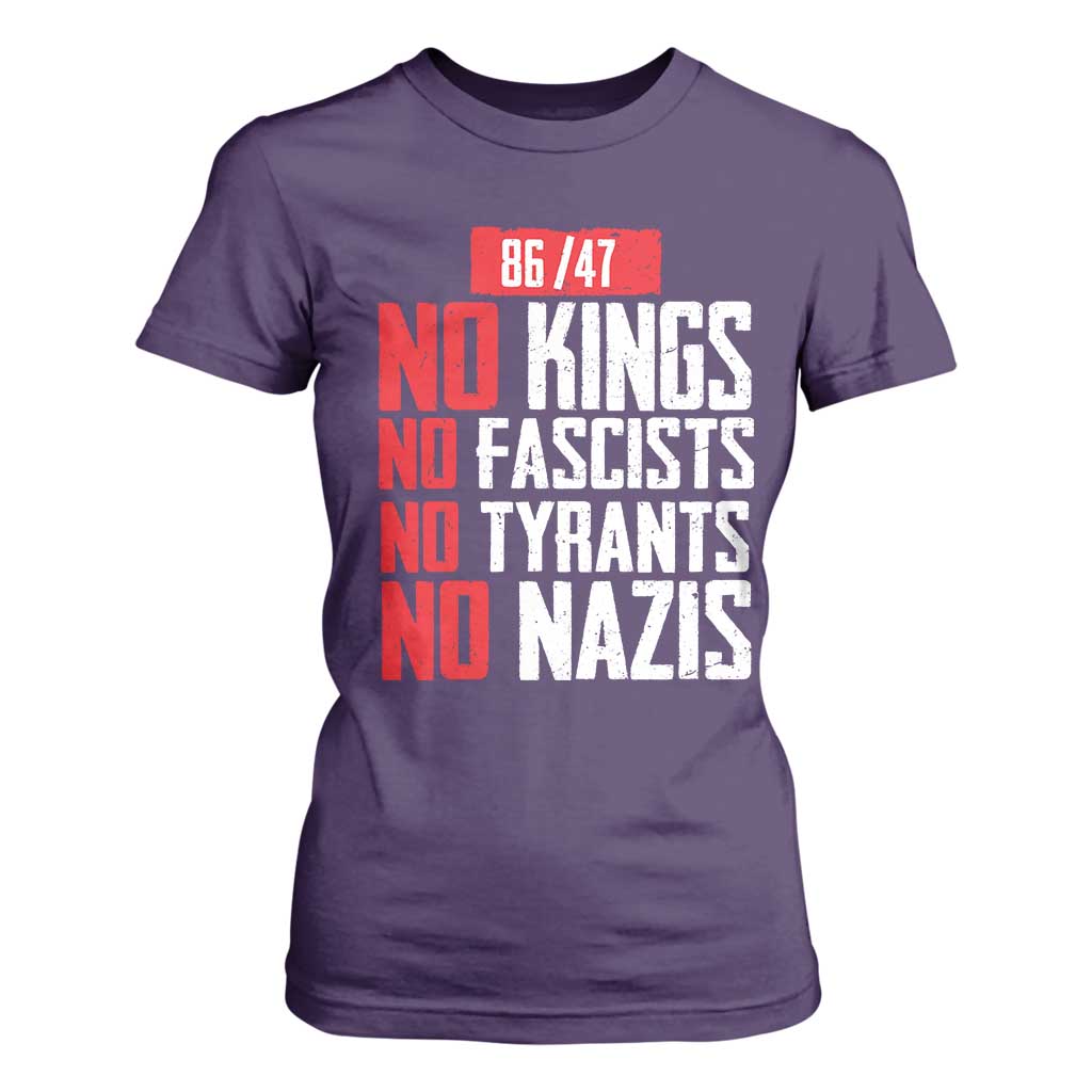 No Kings No Fascists No Tyrants No Nazis 8647 T Shirt For Women TS11 Purple Print Your Wear