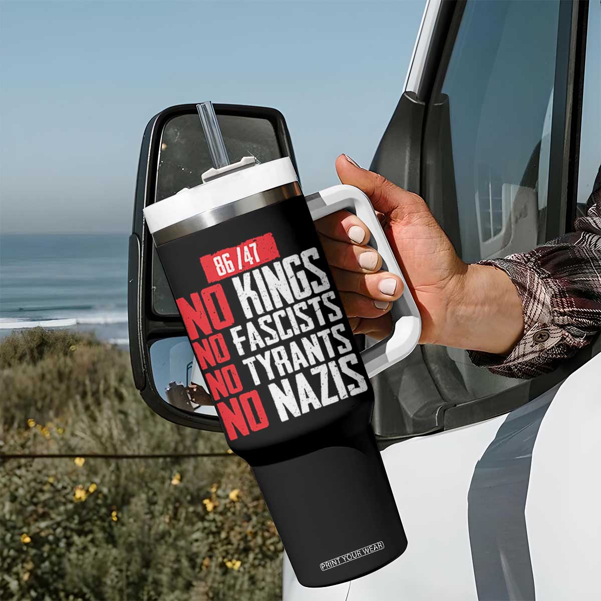 No Kings No Fascists No Tyrants No Nazis 8647 Tumbler With Handle TS11 Print Your Wear