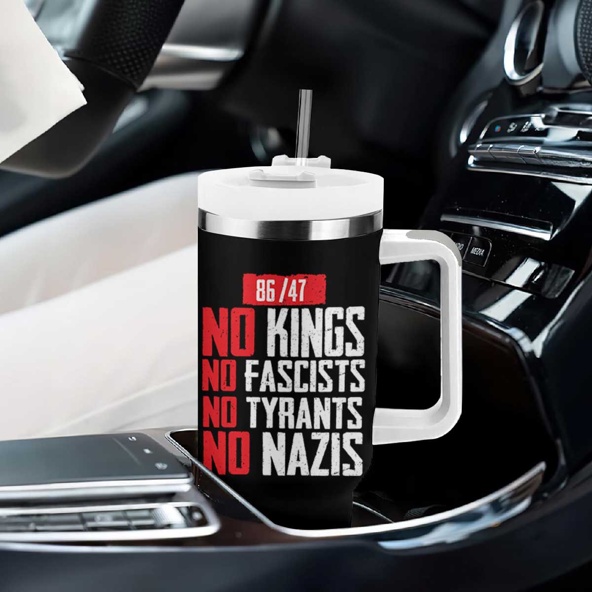 No Kings No Fascists No Tyrants No Nazis 8647 Tumbler With Handle TS11 Print Your Wear