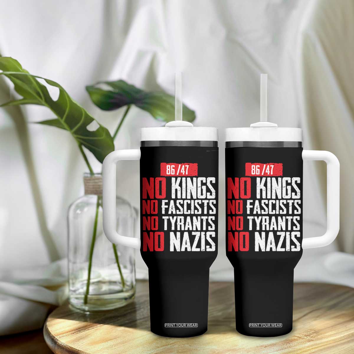 No Kings No Fascists No Tyrants No Nazis 8647 Tumbler With Handle TS11 Print Your Wear