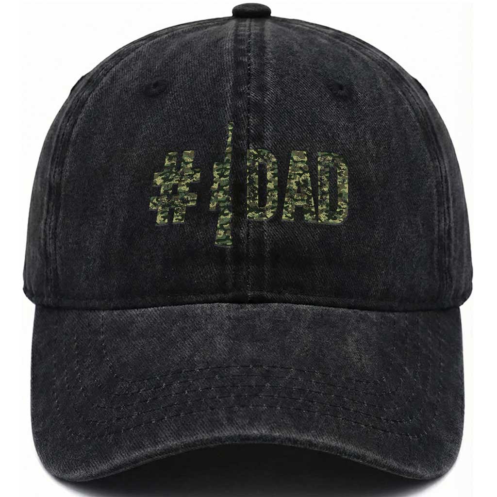 Funny No 1 Hunting Dad Washed Cotton Baseball Cap Number One Hunter Fathers Day TS11 Print Your Wear