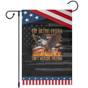 Funny The Metric System Can't Measure Freedom Garden Flag 4th of July Fire Eagle USA Flag Meme TS11 Distressed Black Blue Print Your Wear