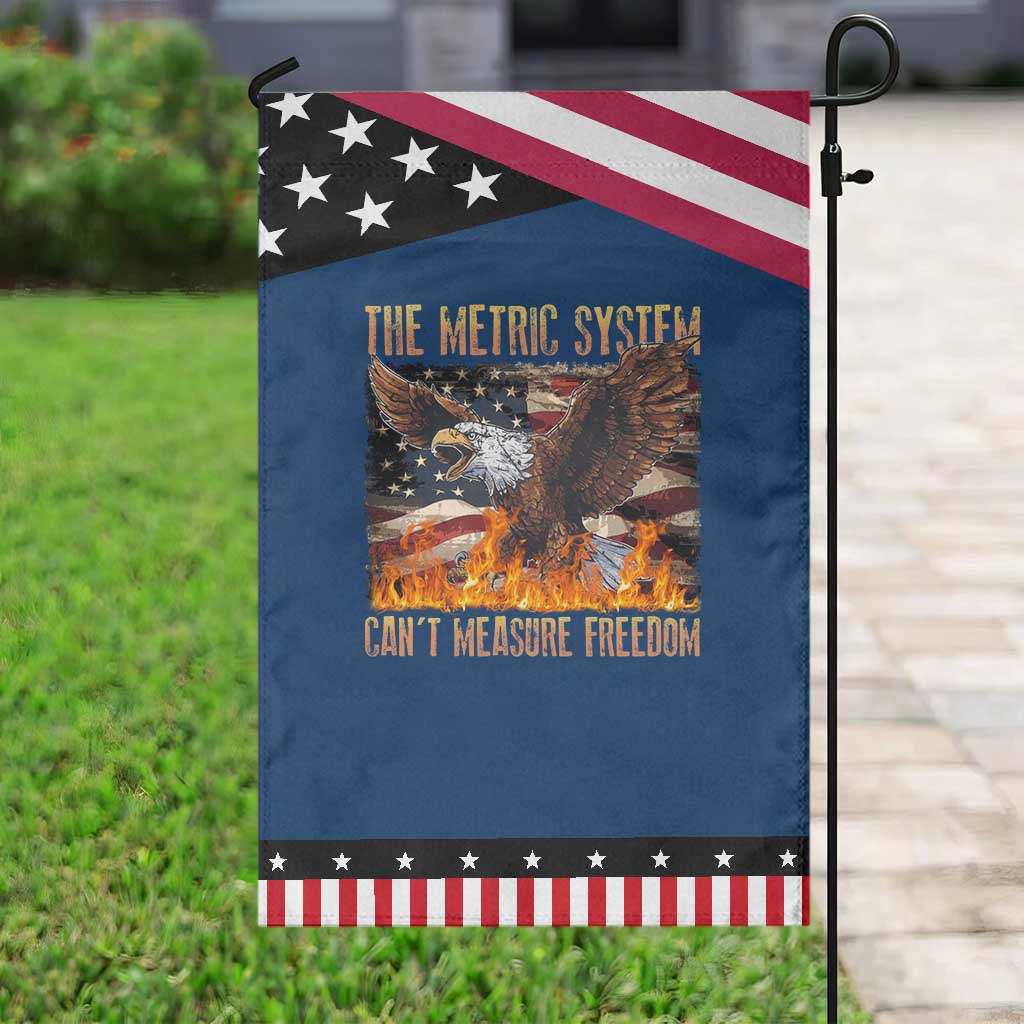 Funny The Metric System Can't Measure Freedom Garden Flag 4th of July Fire Eagle USA Flag Meme TS11 Classic Blue Black Print Your Wear