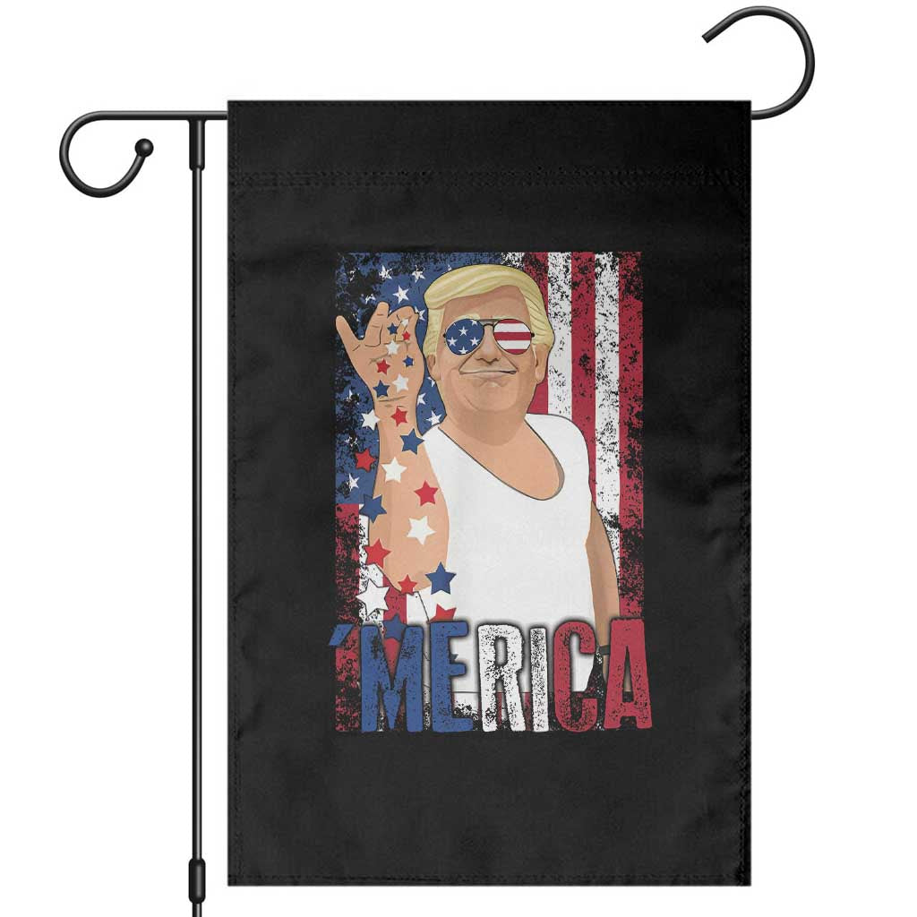 Funny Patriotic Trump Merica Garden Flag Vintage American Flag 4th of July TS11 Black Print Your Wear