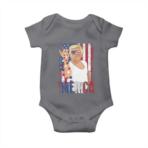 Funny Patriotic Trump Merica Baby Onesie Vintage American Flag 4th of July TS11 Charcoal Print Your Wear