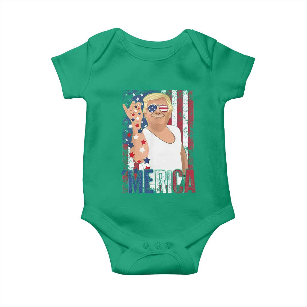 Funny Patriotic Trump Merica Baby Onesie Vintage American Flag 4th of July TS11 Irish Green Print Your Wear