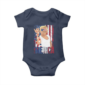 Funny Patriotic Trump Merica Baby Onesie Vintage American Flag 4th of July TS11 Navy Print Your Wear