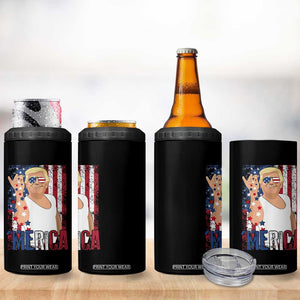 Funny Patriotic Trump Merica 4 in 1 Can Cooler Tumbler Vintage American Flag 4th of July TS11 Print Your Wear
