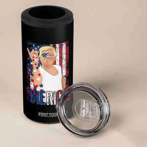 Funny Patriotic Trump Merica 4 in 1 Can Cooler Tumbler Vintage American Flag 4th of July TS11 Print Your Wear