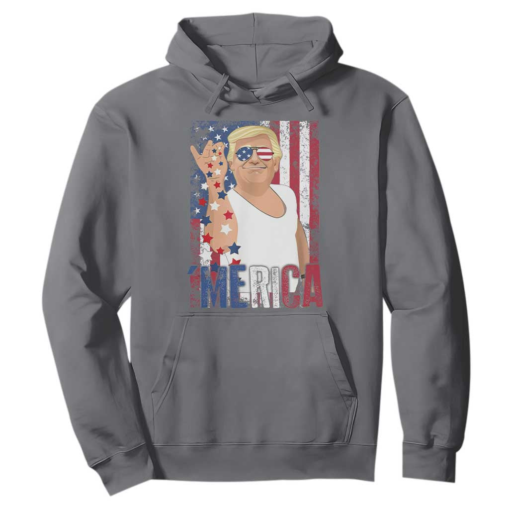 Funny Patriotic Trump Merica Hoodie Vintage American Flag 4th of July TS11 Charcoal Print Your Wear