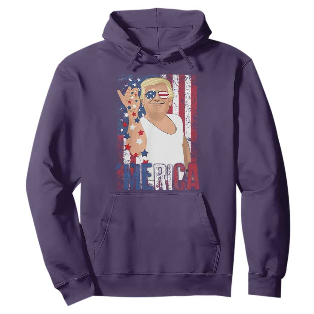 Funny Patriotic Trump Merica Hoodie Vintage American Flag 4th of July TS11 Purple Print Your Wear