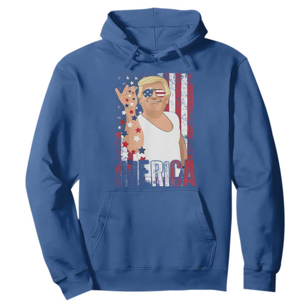 Funny Patriotic Trump Merica Hoodie Vintage American Flag 4th of July TS11 Royal Blue Print Your Wear