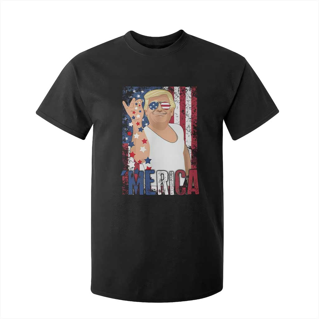 Funny Patriotic Trump Merica T Shirt For Kid Vintage American Flag 4th of July TS11 Black Print Your Wear