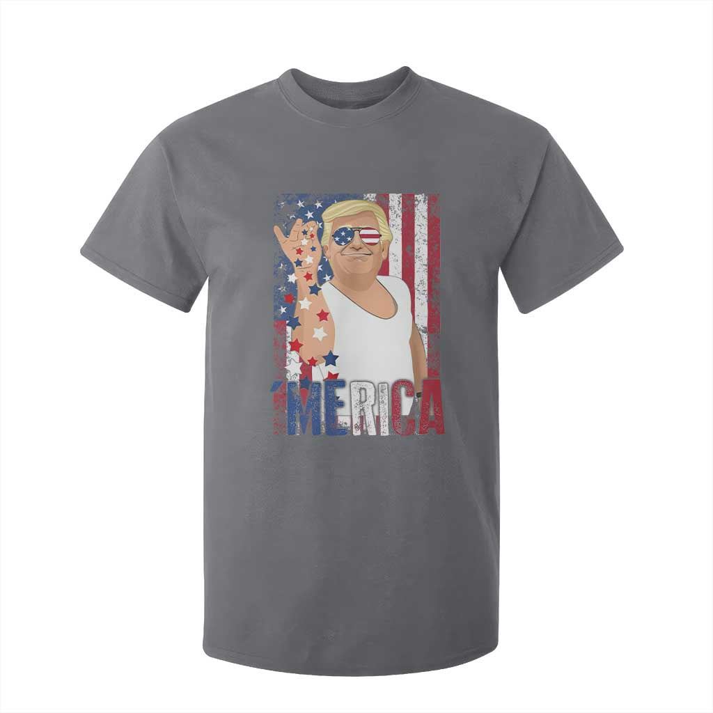 Funny Patriotic Trump Merica T Shirt For Kid Vintage American Flag 4th of July TS11 Charcoal Print Your Wear