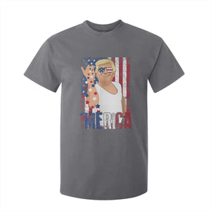Funny Patriotic Trump Merica T Shirt For Kid Vintage American Flag 4th of July TS11 Charcoal Print Your Wear