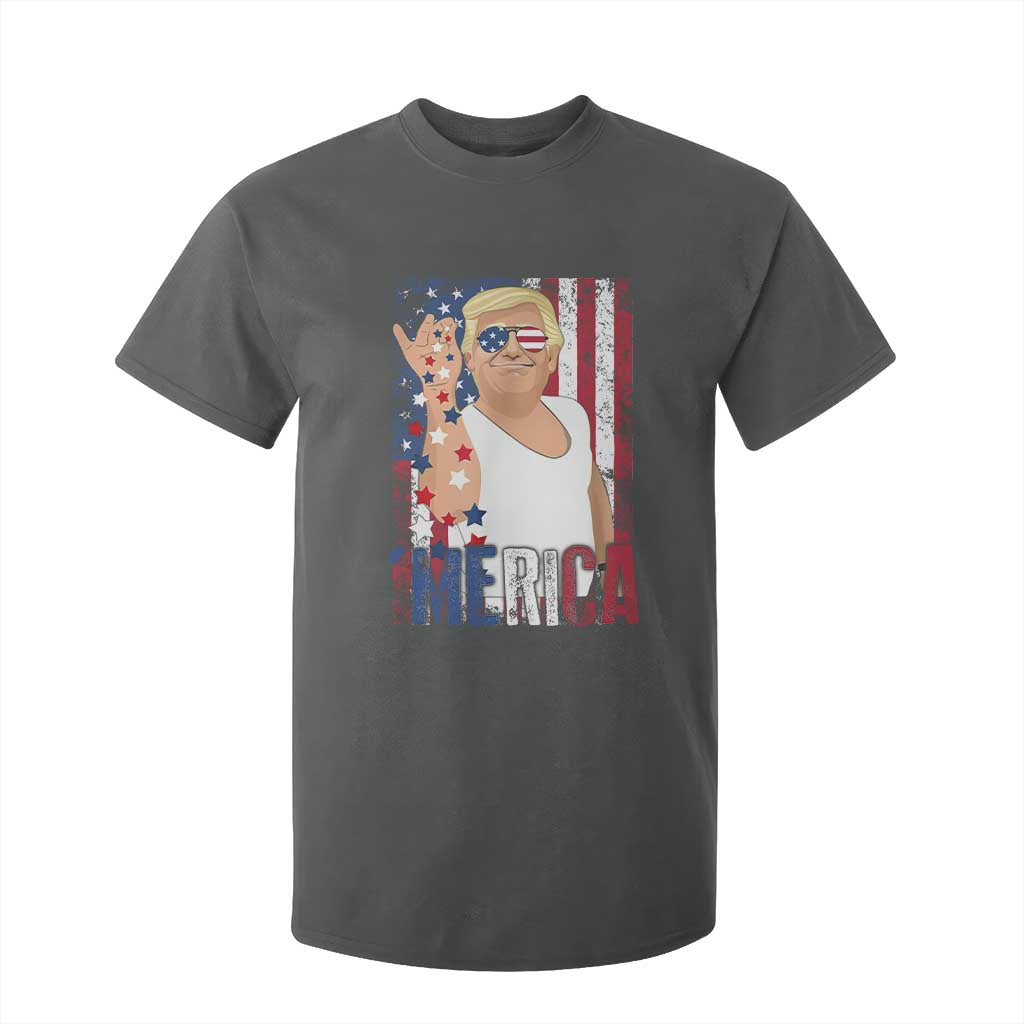 Funny Patriotic Trump Merica T Shirt For Kid Vintage American Flag 4th of July TS11 Dark Heather Print Your Wear