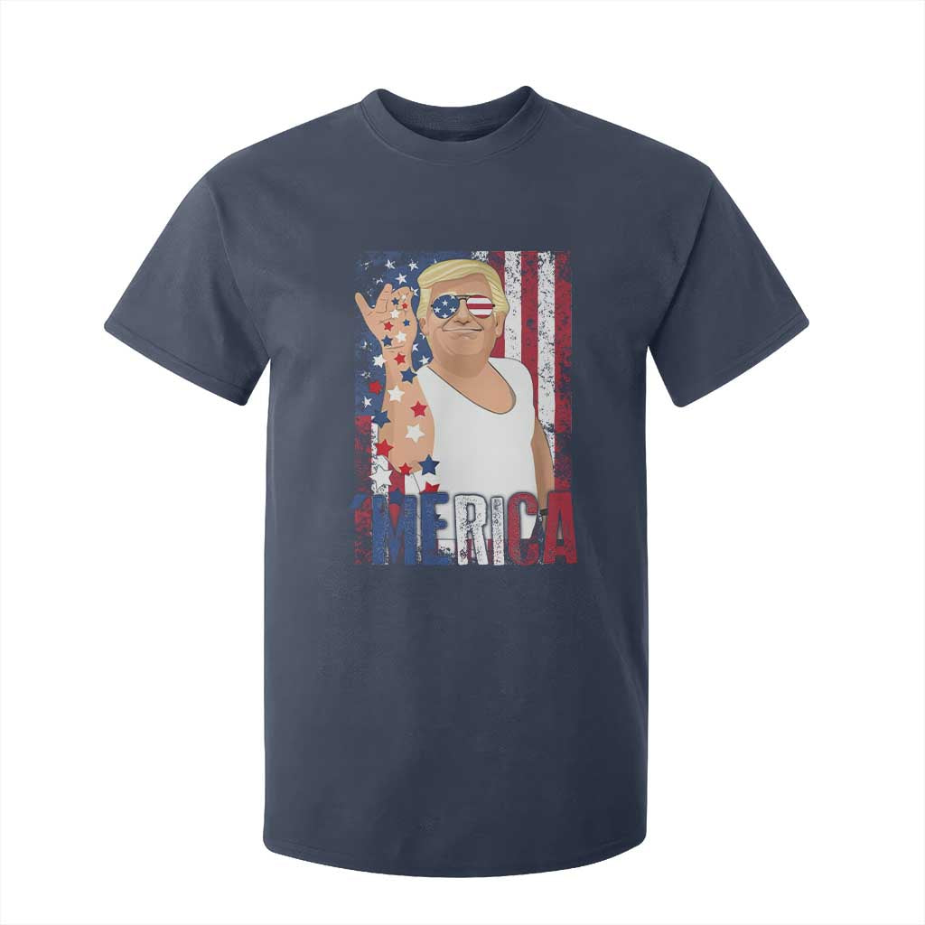 Funny Patriotic Trump Merica T Shirt For Kid Vintage American Flag 4th of July TS11 Navy Print Your Wear