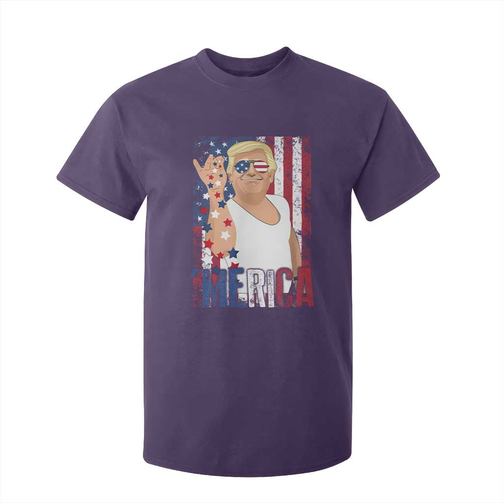 Funny Patriotic Trump Merica T Shirt For Kid Vintage American Flag 4th of July TS11 Purple Print Your Wear