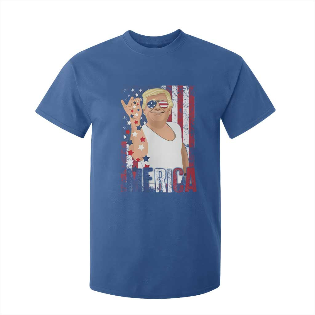 Funny Patriotic Trump Merica T Shirt For Kid Vintage American Flag 4th of July TS11 Royal Blue Print Your Wear