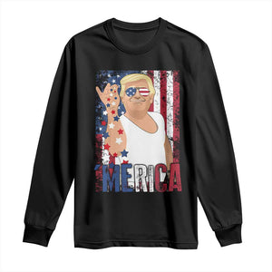 Funny Patriotic Trump Merica Long Sleeve Shirt Vintage American Flag 4th of July TS11 Black Print Your Wear